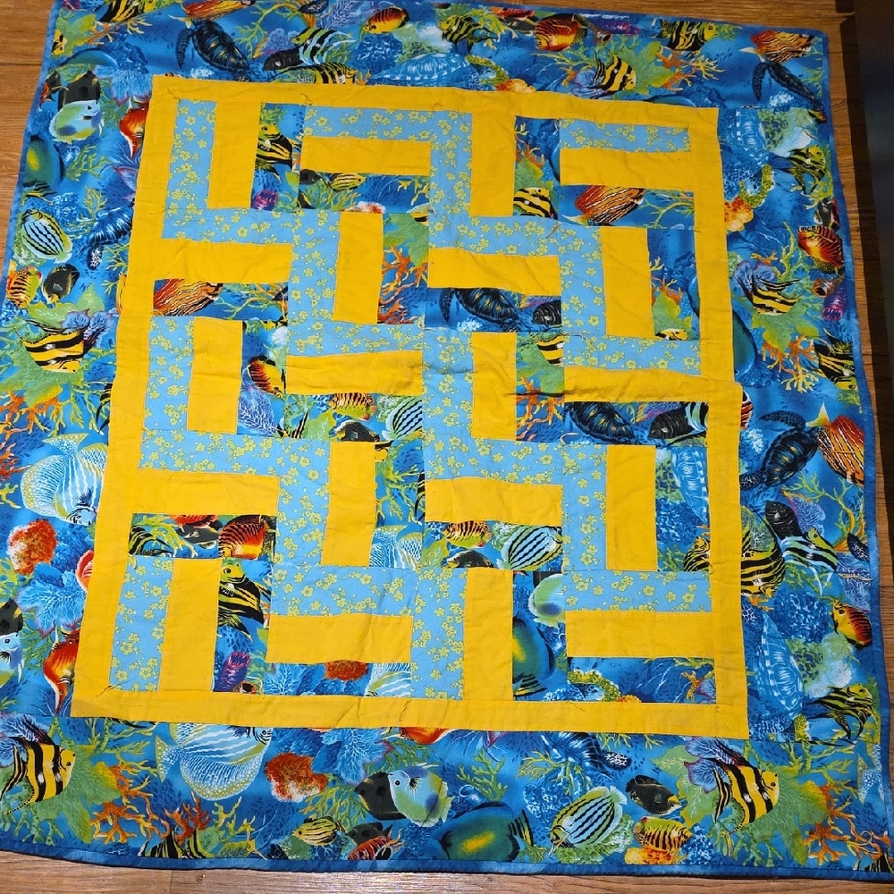 Colorful Fish Pattern Homemade Quilt
